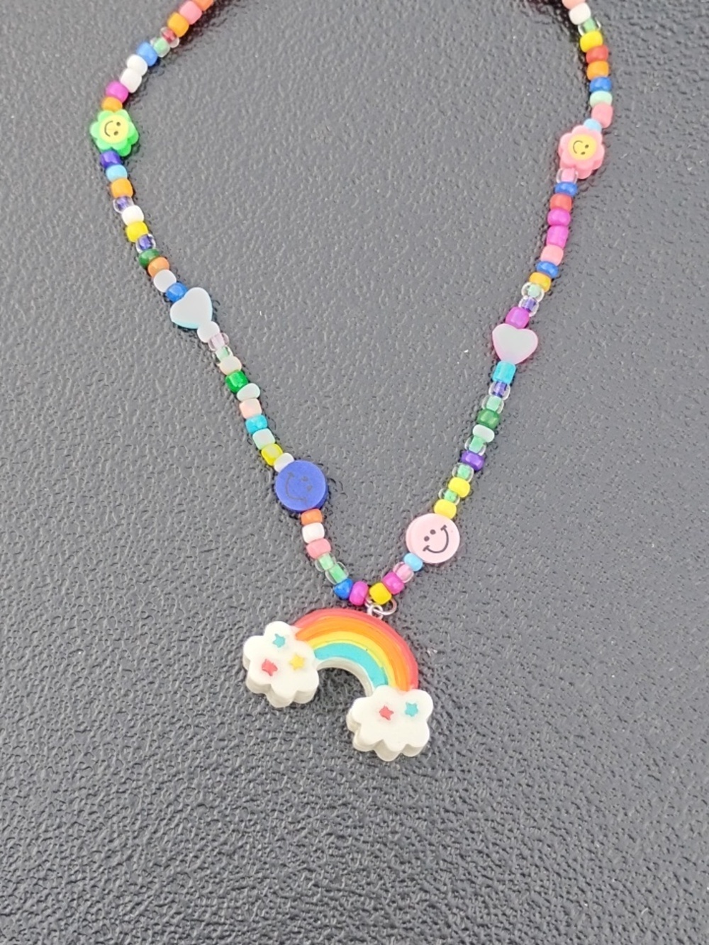 Colorful Beaded Rainbow Pendant Necklace - Picture 2 of 4